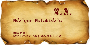 Móger Malakiás névjegykártya
